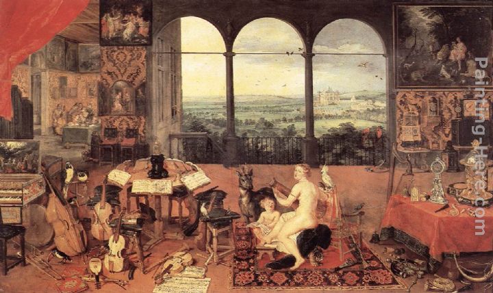 The Sense of Hearing painting - Jan the elder Brueghel The Sense of Hearing art painting